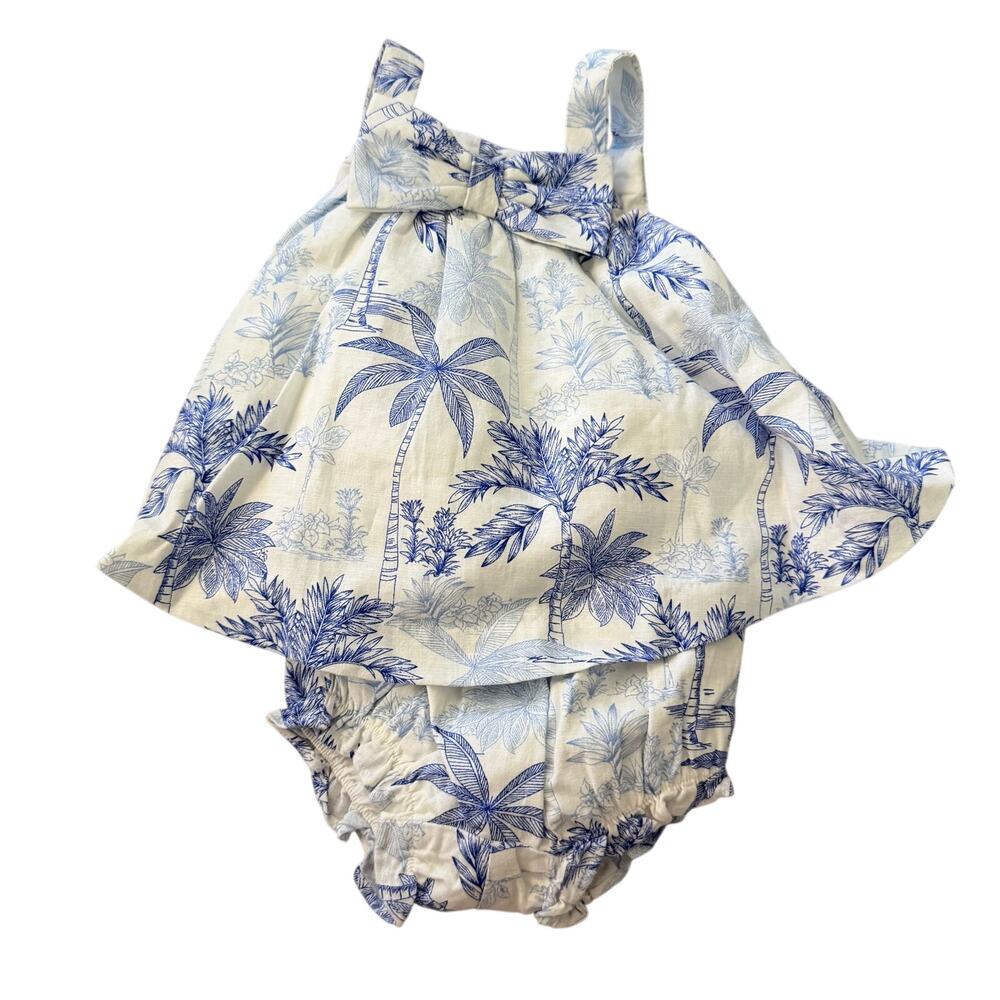 NWT Janie and Jack 0-3 months baby summer beach matching top & shorts romper